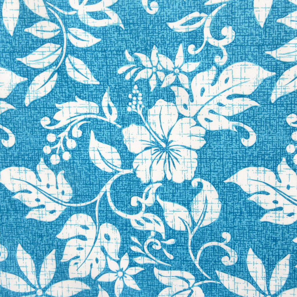 Tropical Fabric, Hawaiian Summer in Turquoise, By the Half or Full Yard