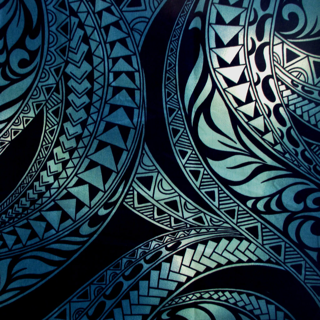 Hawaiian Fabric, Ombre Blue Tapa Swirl, By The Half and Full Yards