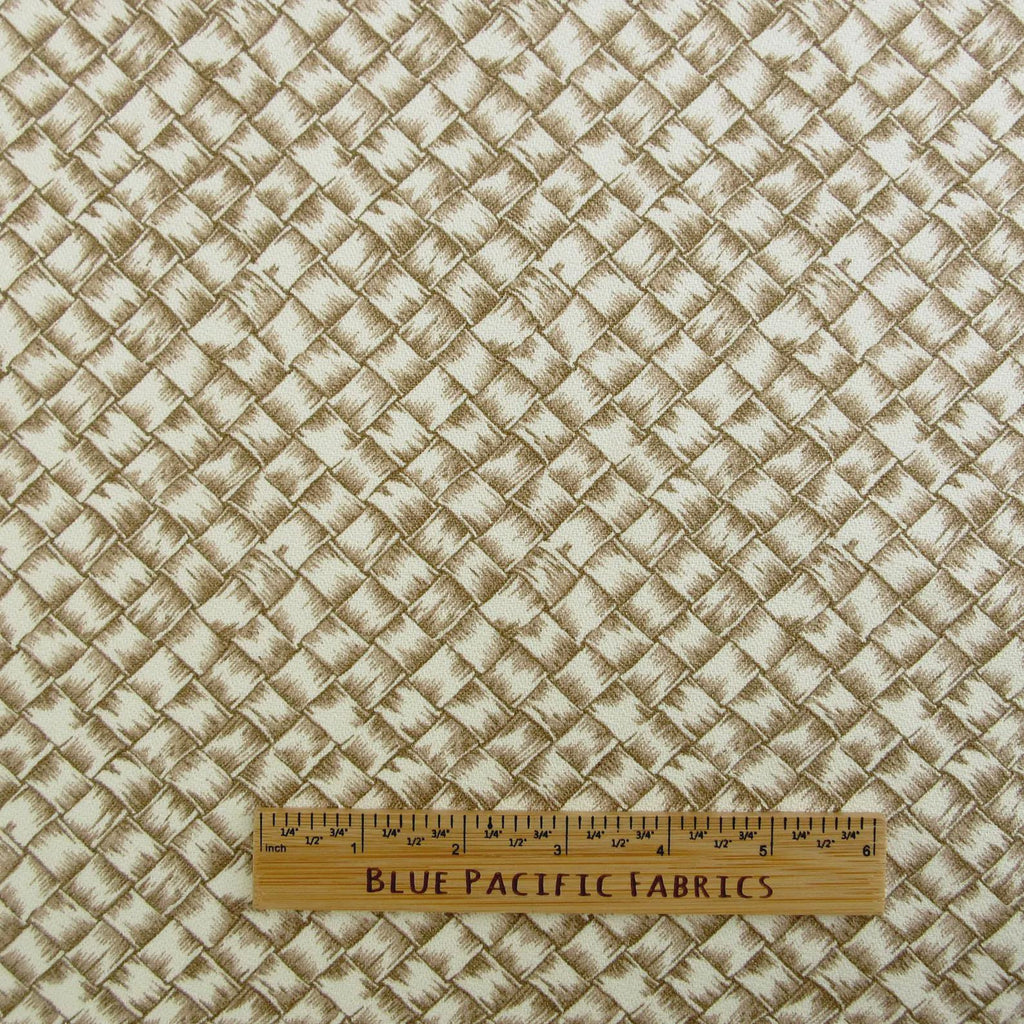 BARKCLOTH Fabric, Luau Lauhala Rattan Print in Suntan, Tropical Hawaiian, By the Yard