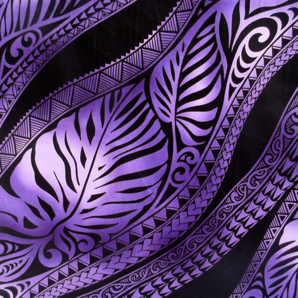 Hawaiian Fabric, Big Leaf Stripe, Purple Ombre Tattoo, Large Scale Print, By The Half and Full Yard
