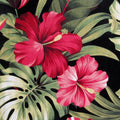 BARKCLOTH Fabric, Pua Hibiscus on Black, Large Scale Hawaii Tropical Floral, By the Yard