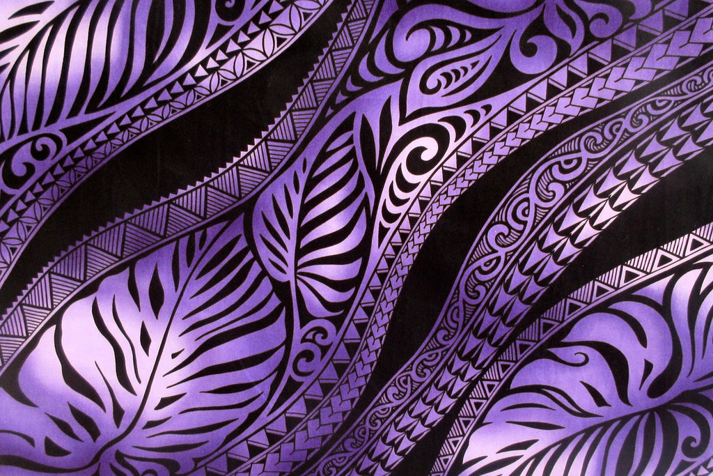 Hawaiian Fabric, Big Leaf Stripe, Purple Ombre Tattoo, Large Scale Print, By The Half and Full Yard