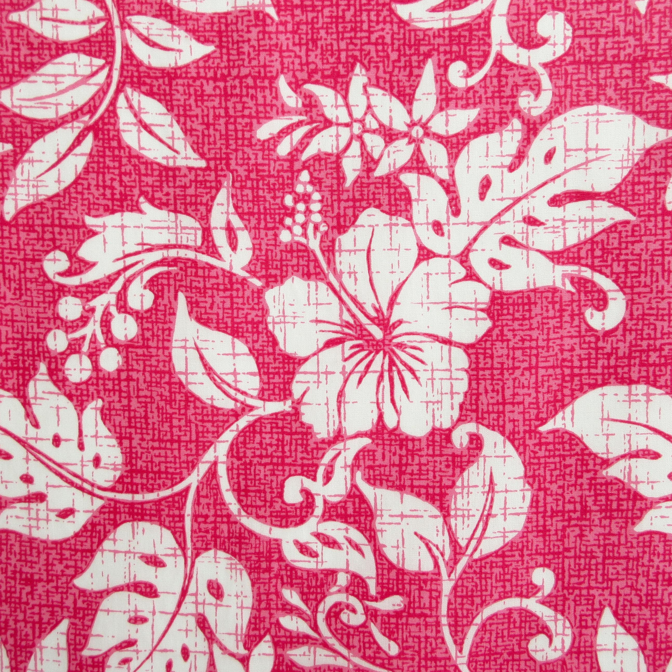 Tropical Fabric, Hawaiian Summer on Pink, By the Half or Full Yard