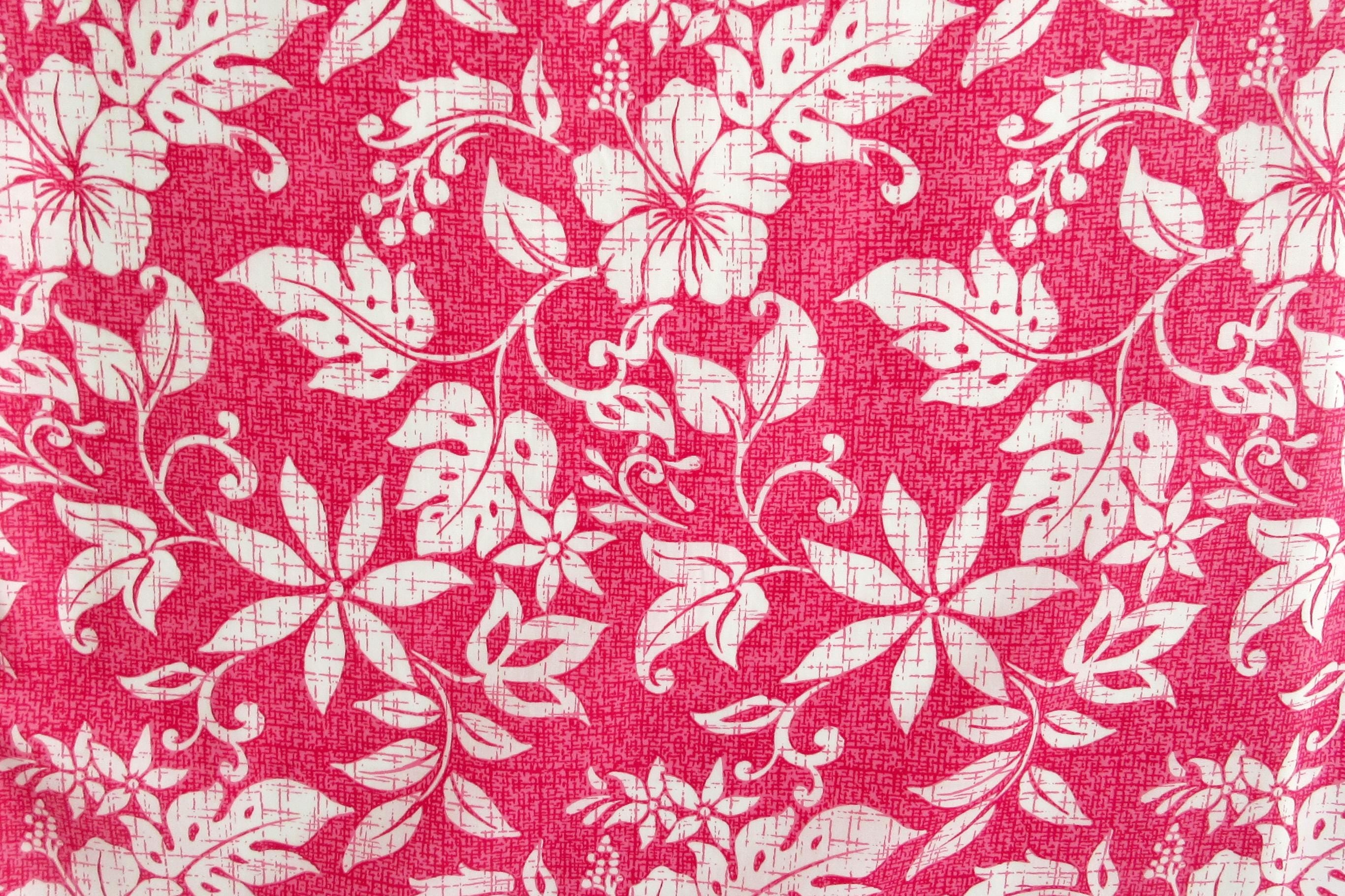 Tropical Fabric, Hawaiian Summer on Pink, By the Half or Full Yard