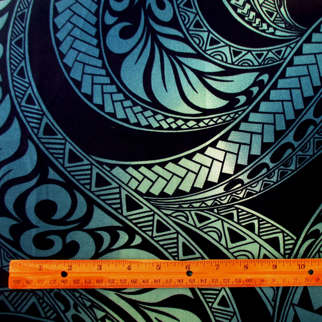 Hawaiian Fabric, Ombre Blue Tapa Swirl, By The Half and Full Yards