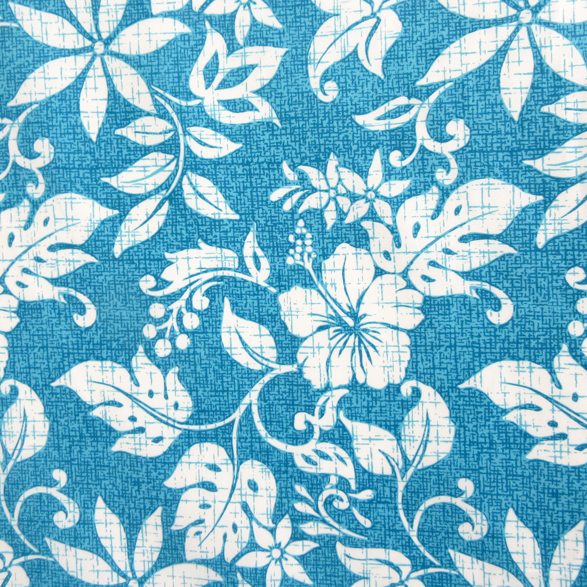 Tropical Fabric, Hawaiian Summer in Turquoise, By the Half or Full Yard