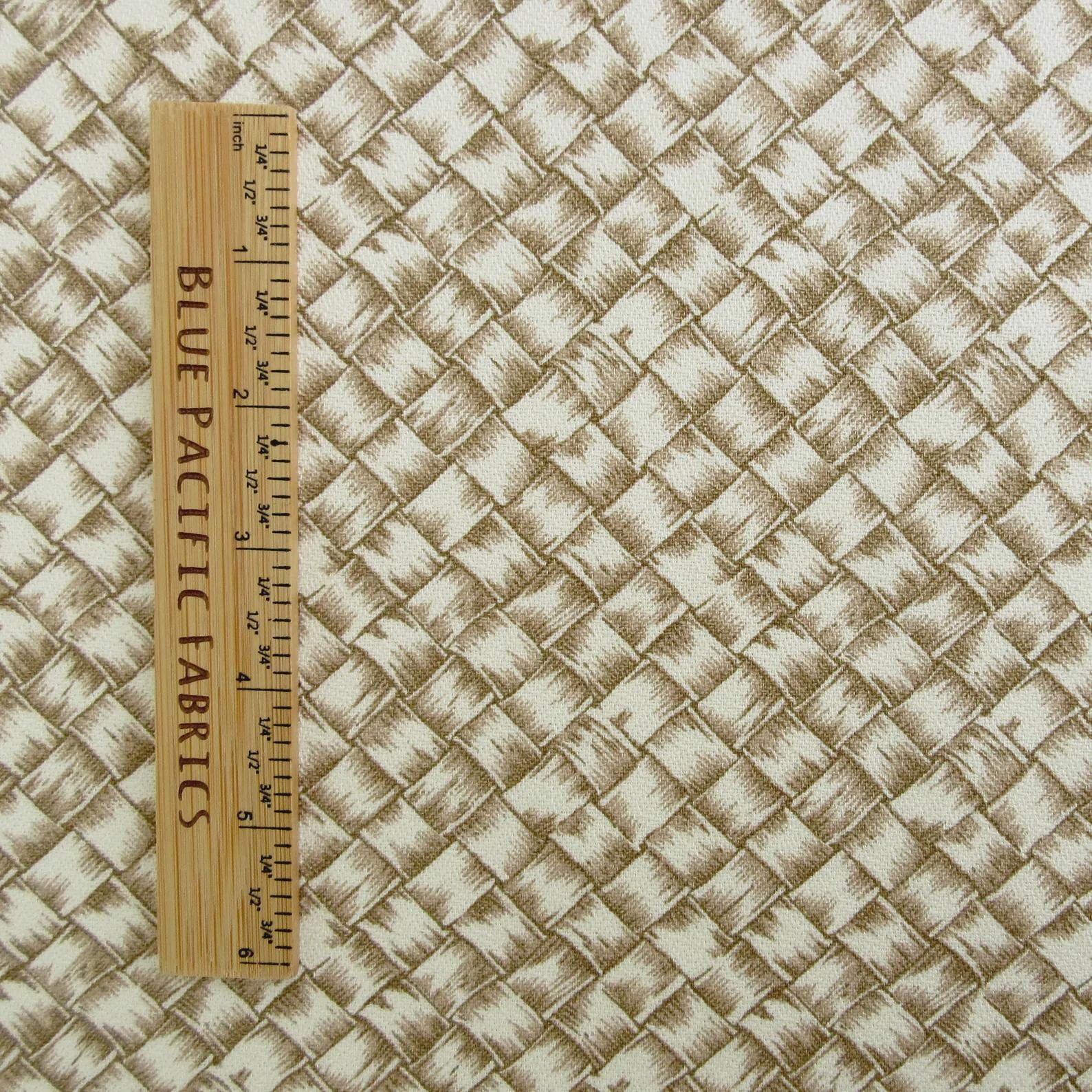 BARKCLOTH Fabric, Luau Lauhala Rattan Print in Suntan, Tropical Hawaiian, By the Yard