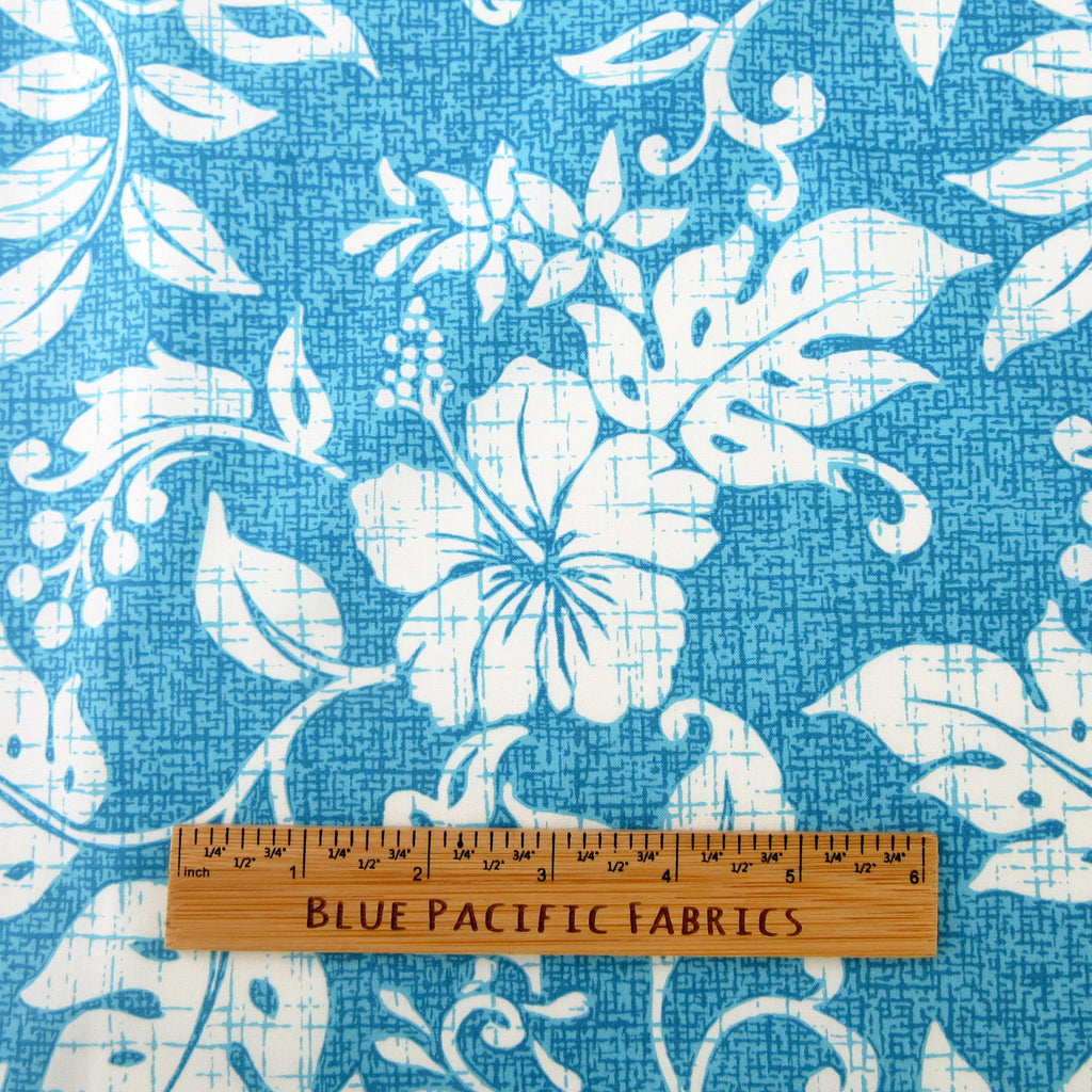 Tropical Fabric, Hawaiian Summer in Turquoise, By the Half or Full Yard
