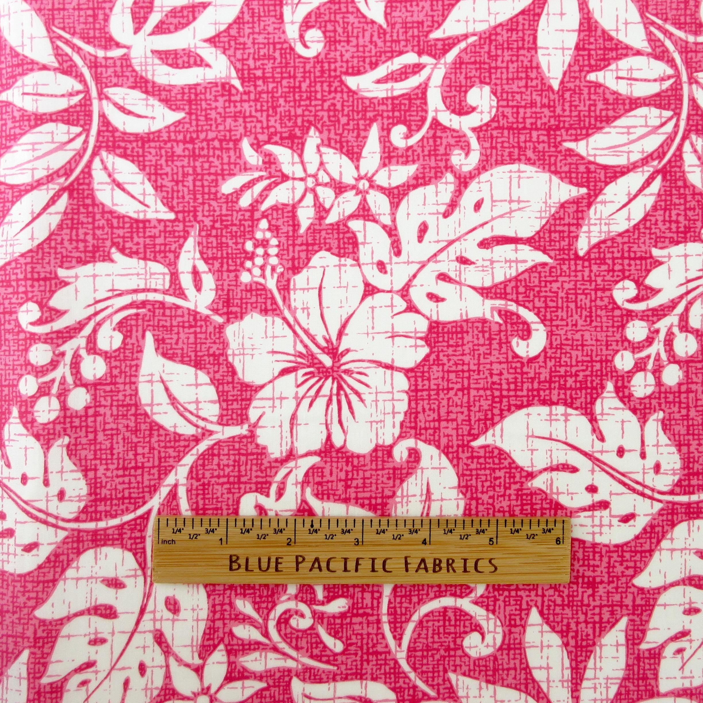 Tropical Fabric, Hawaiian Summer on Pink, By the Half or Full Yard