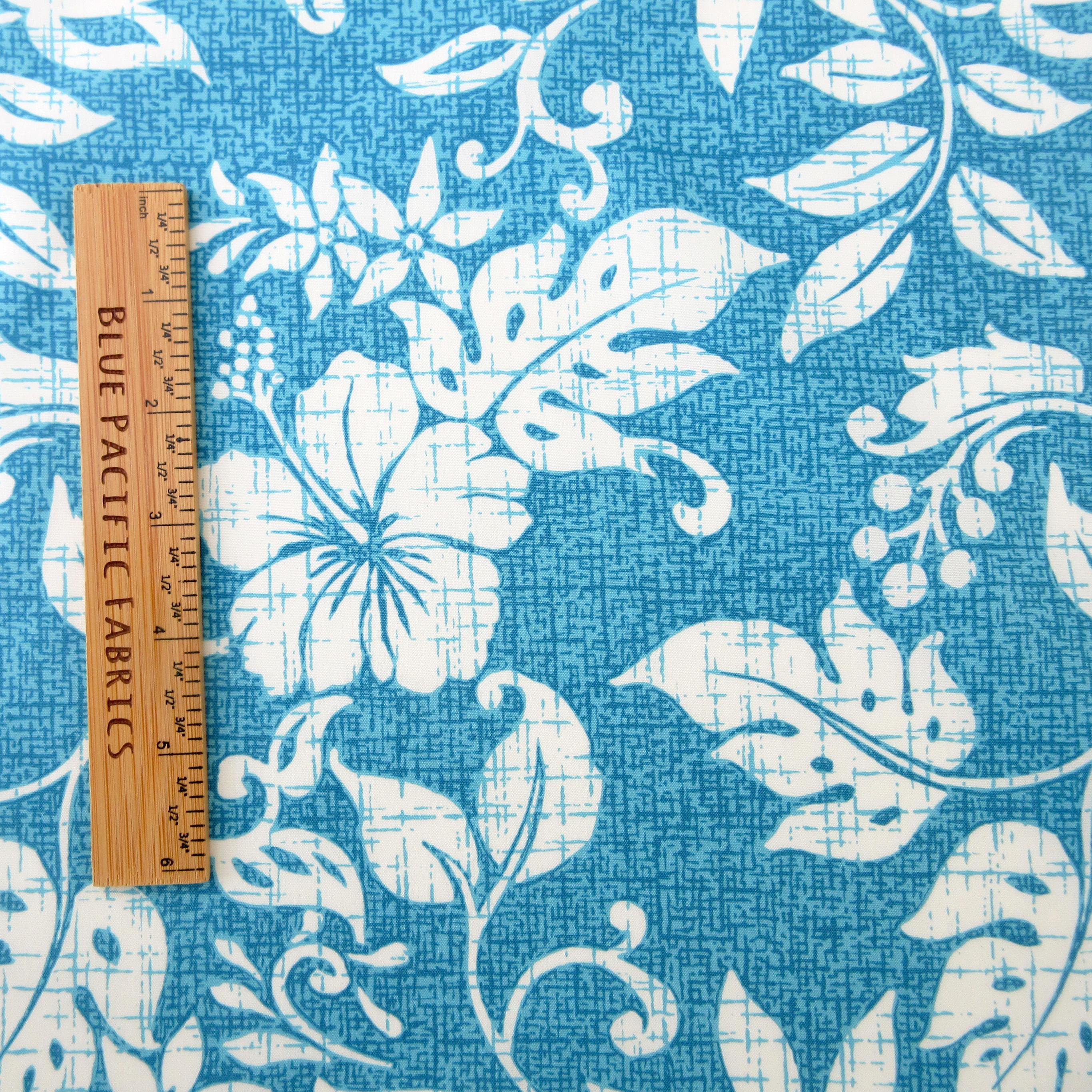 Tropical Fabric, Hawaiian Summer in Turquoise, By the Half or Full Yard