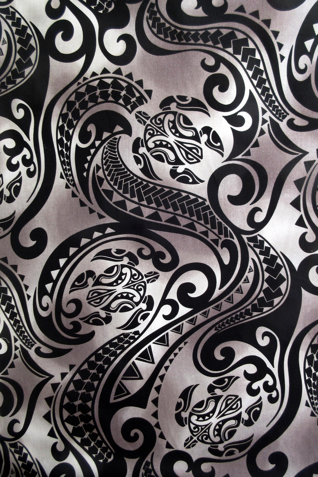 Turtle Fabric, Hawaiian Honu Sea Turtle Tattoo in Black, Polynesian Tapa Designs, By the Yard