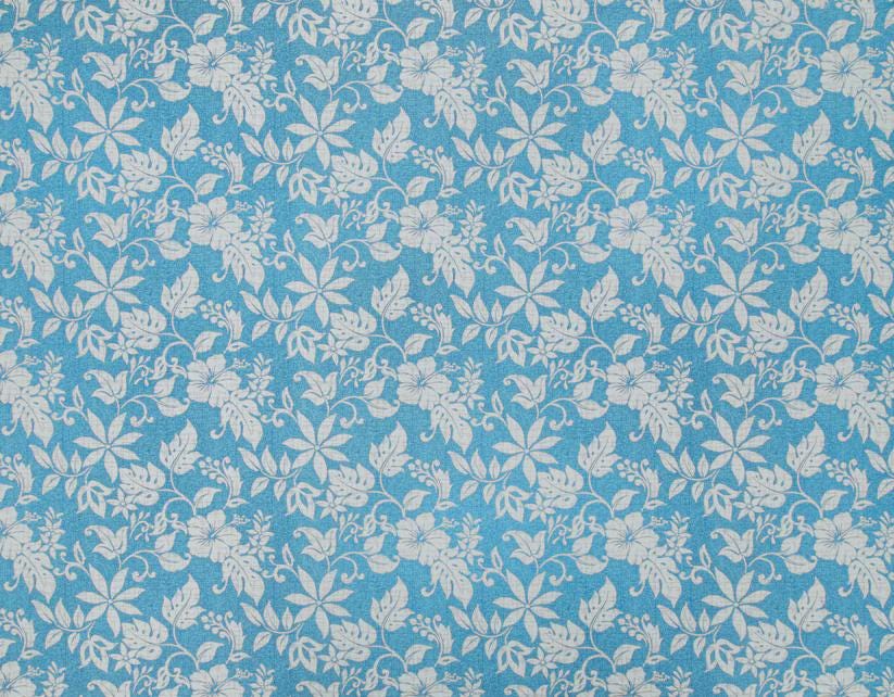Tropical Fabric, Hawaiian Summer in Turquoise, By the Half or Full Yard