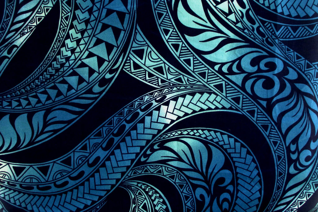 Hawaiian Fabric, Ombre Blue Tapa Swirl, By The Half and Full Yards