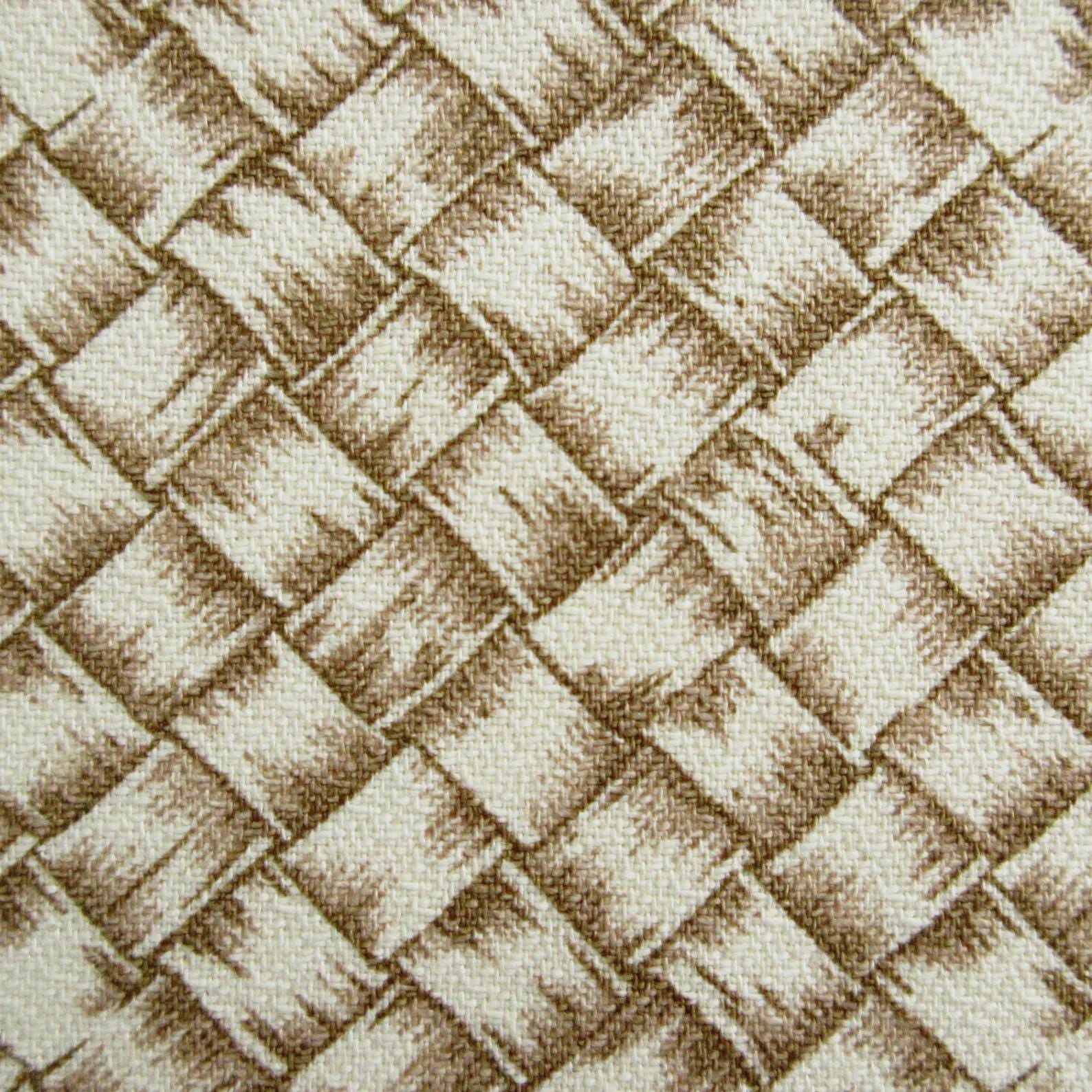 Close-up of woven fabric with a diamond pattern in beige tones
