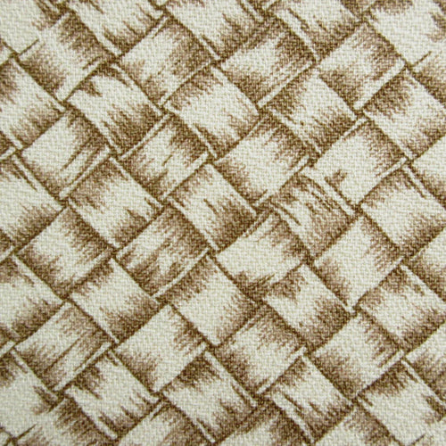Close-up of woven fabric with a diamond pattern in beige tones