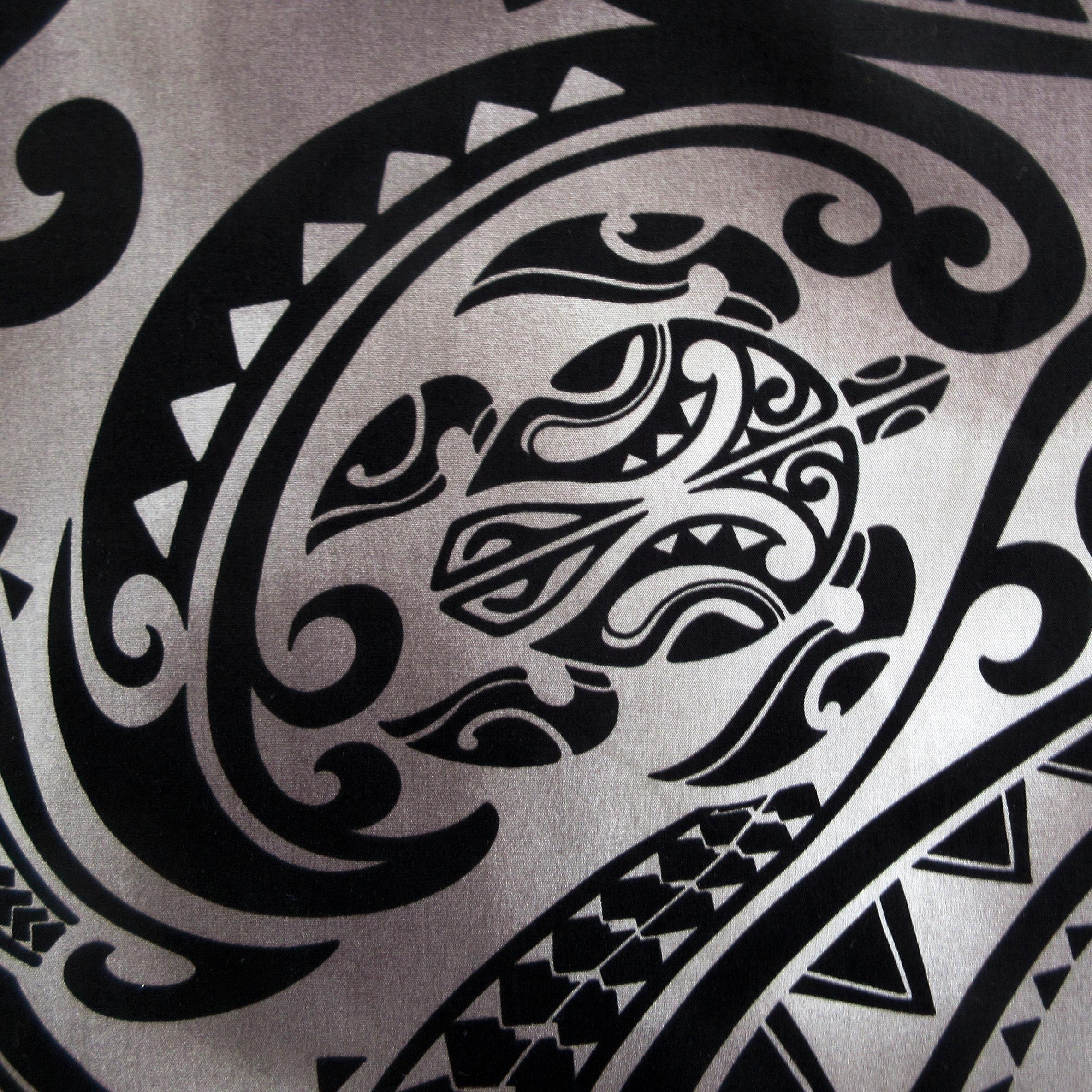 Turtle Fabric, Hawaiian Honu Sea Turtle Tattoo in Black, Polynesian Tapa Designs, By the Yard