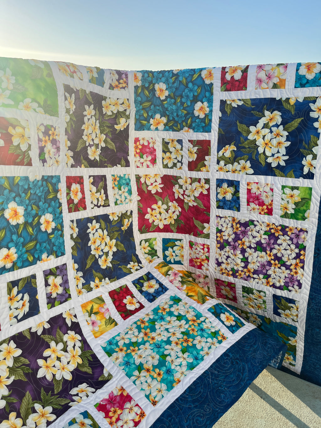 Hawaiian Quilt Kit, Aloha Island Quilt in Large Throw Size, A Blue Pacific Fabrics Exclusive