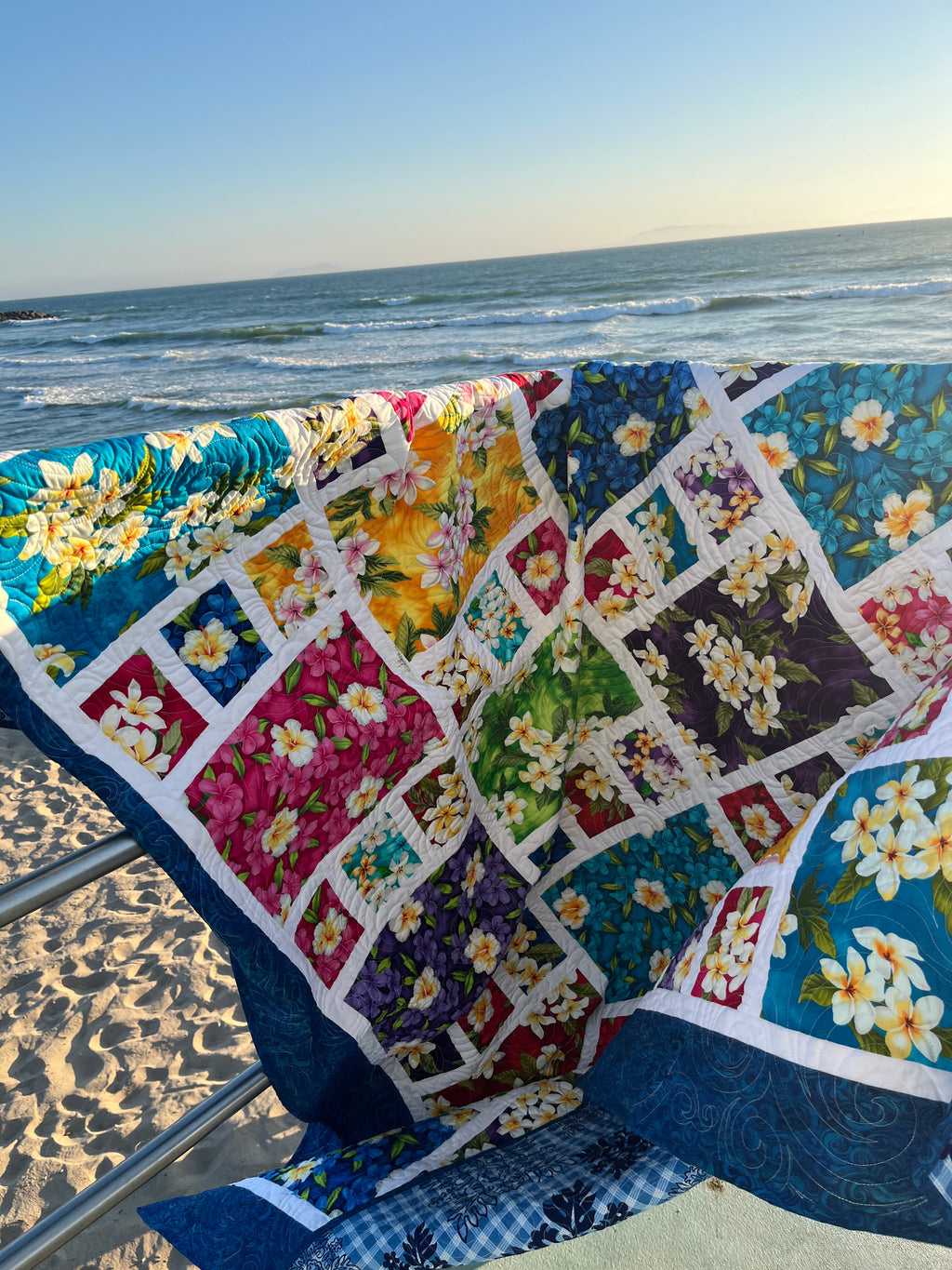 Hawaiian Quilt Kit, Aloha Island Quilt in Large Throw Size, A Blue Pacific Fabrics Exclusive