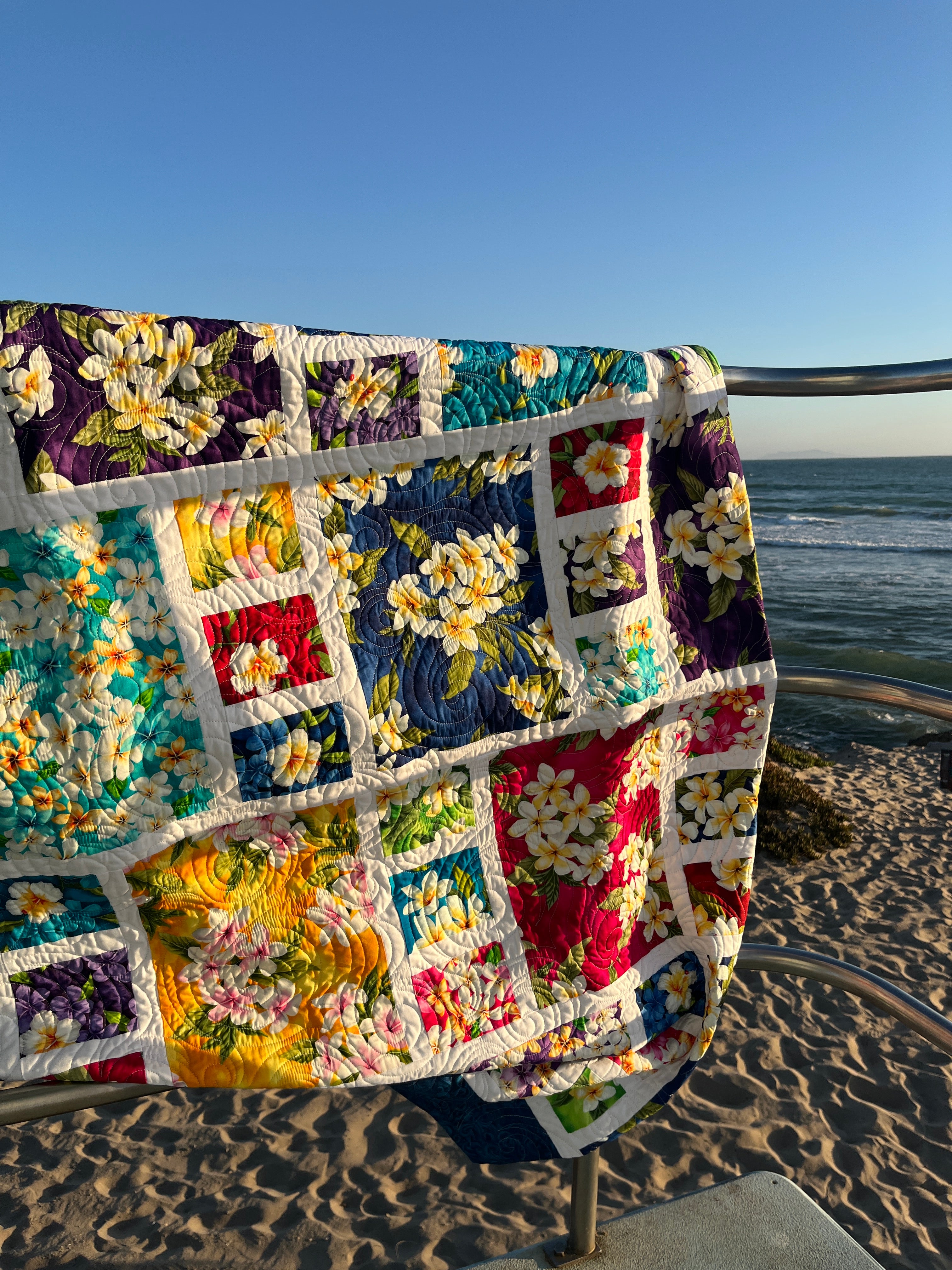 Hawaiian Quilt Kit, Aloha Island Quilt in Large Throw Size, A Blue Pacific Fabrics Exclusive