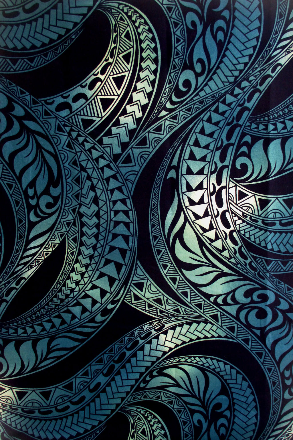 Hawaiian Fabric, Ombre Blue Tapa Swirl, By The Half and Full Yards