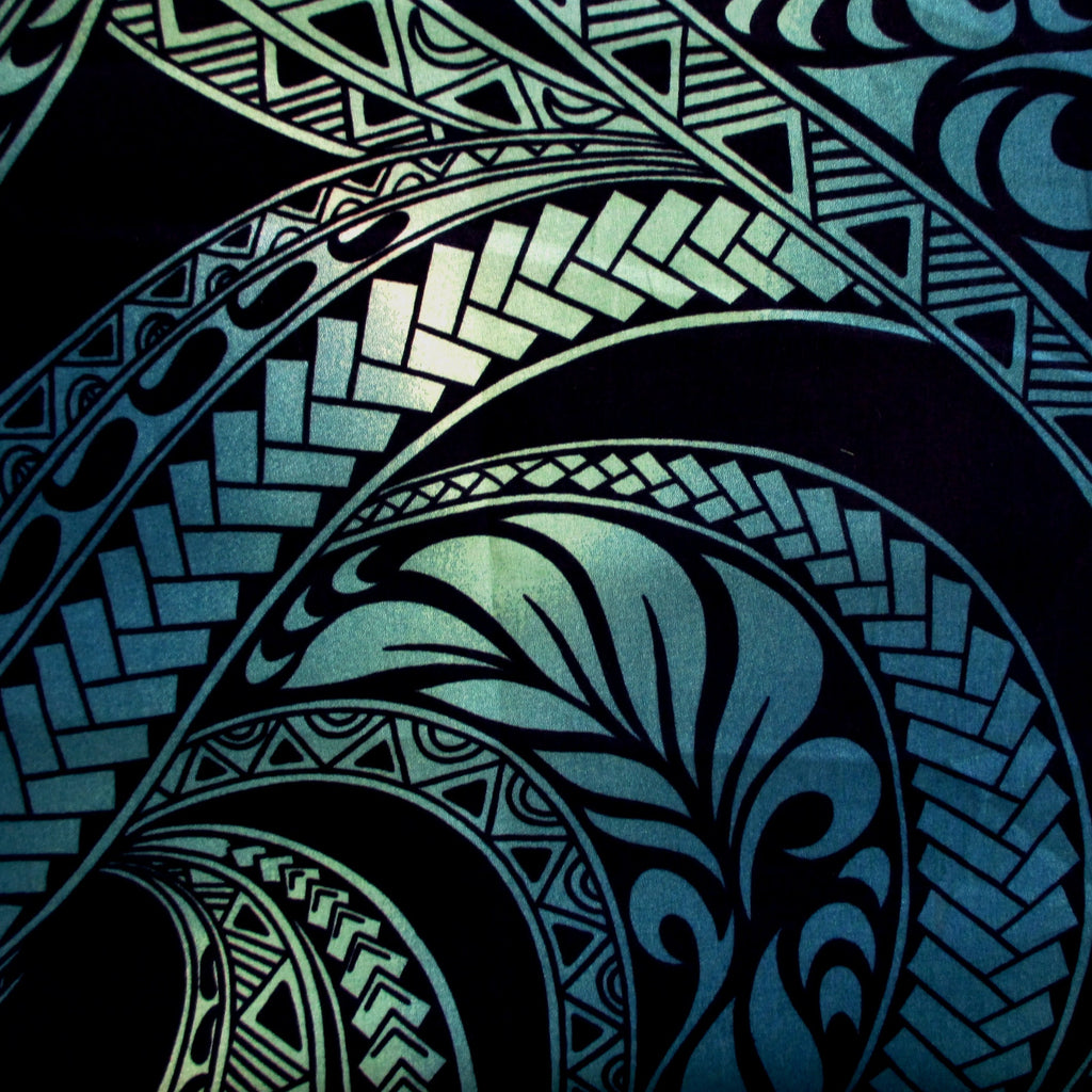 Hawaiian Fabric, Ombre Blue Tapa Swirl, By The Half and Full Yards