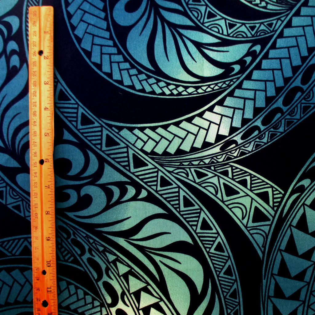 Hawaiian Fabric, Ombre Blue Tapa Swirl, By The Half and Full Yards