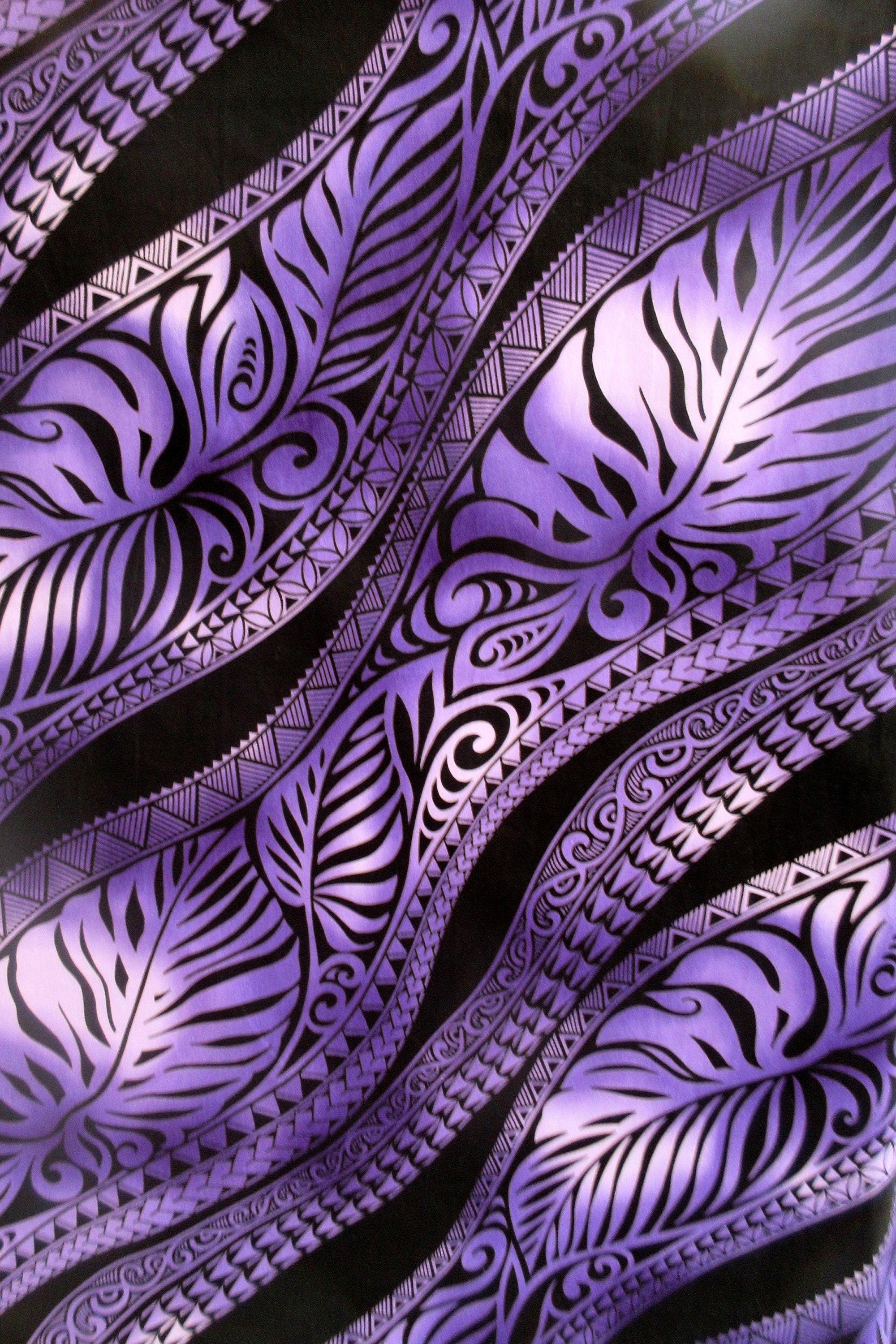 Hawaiian Fabric, Big Leaf Stripe, Purple Ombre Tattoo, Large Scale Print, By The Half and Full Yard