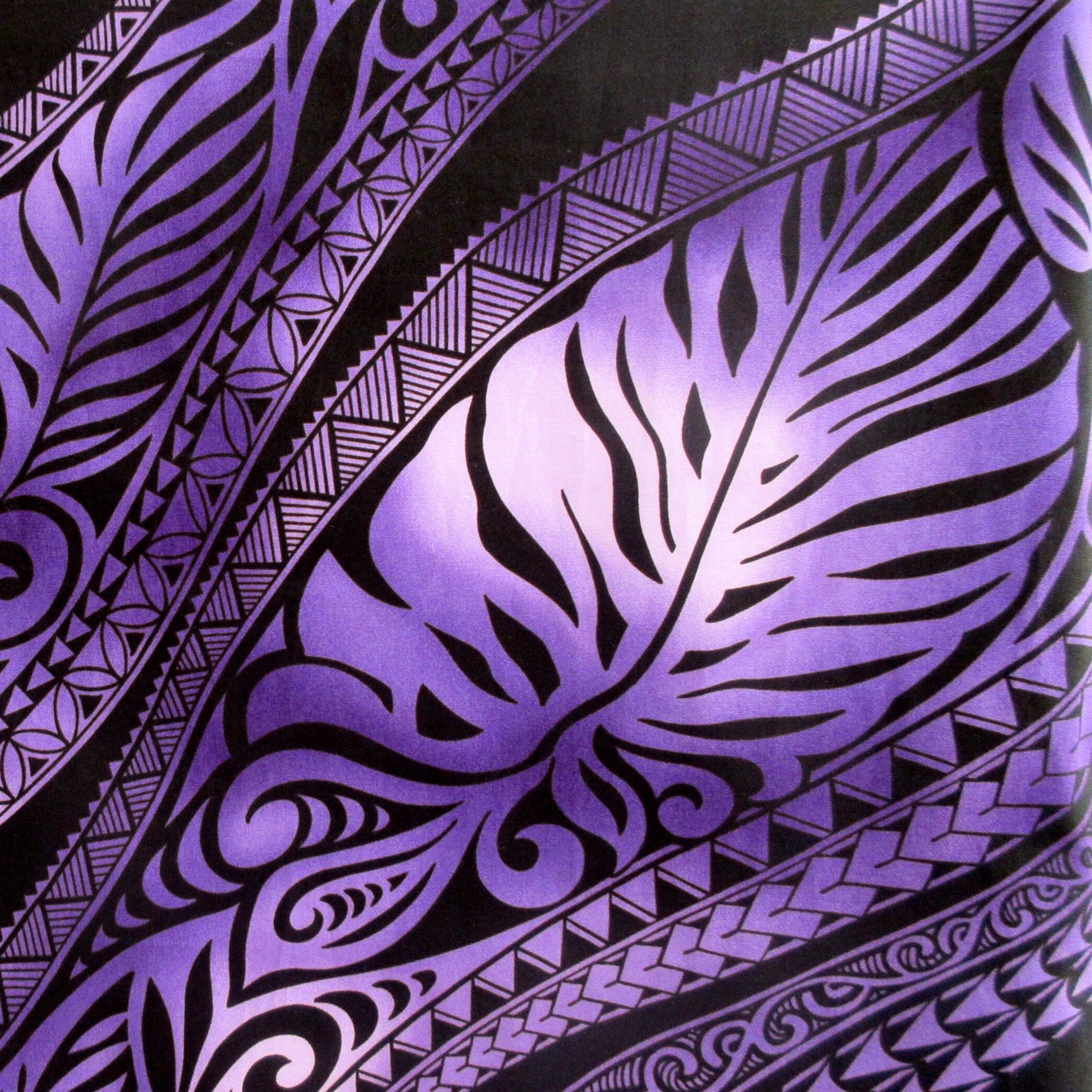 Hawaiian Fabric, Big Leaf Stripe, Purple Ombre Tattoo, Large Scale Print, By The Half and Full Yard