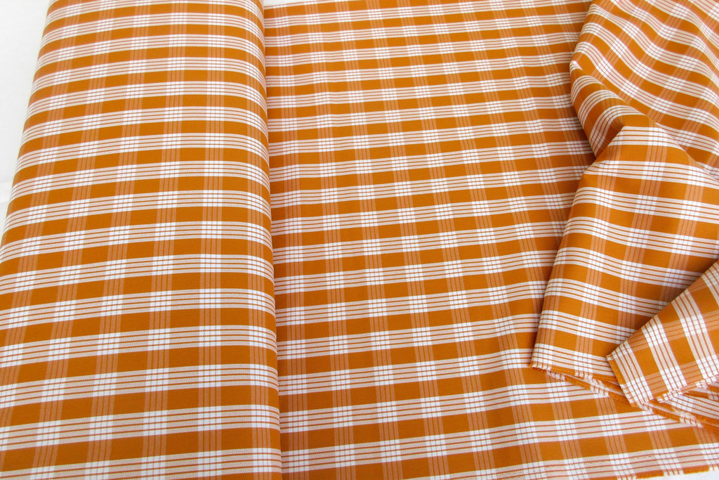 Fabric, Yarn Dyed Palaka Hawaiian Plaid in Harvest Gold, 100% Cotton Woven, By the Half or Full Yard