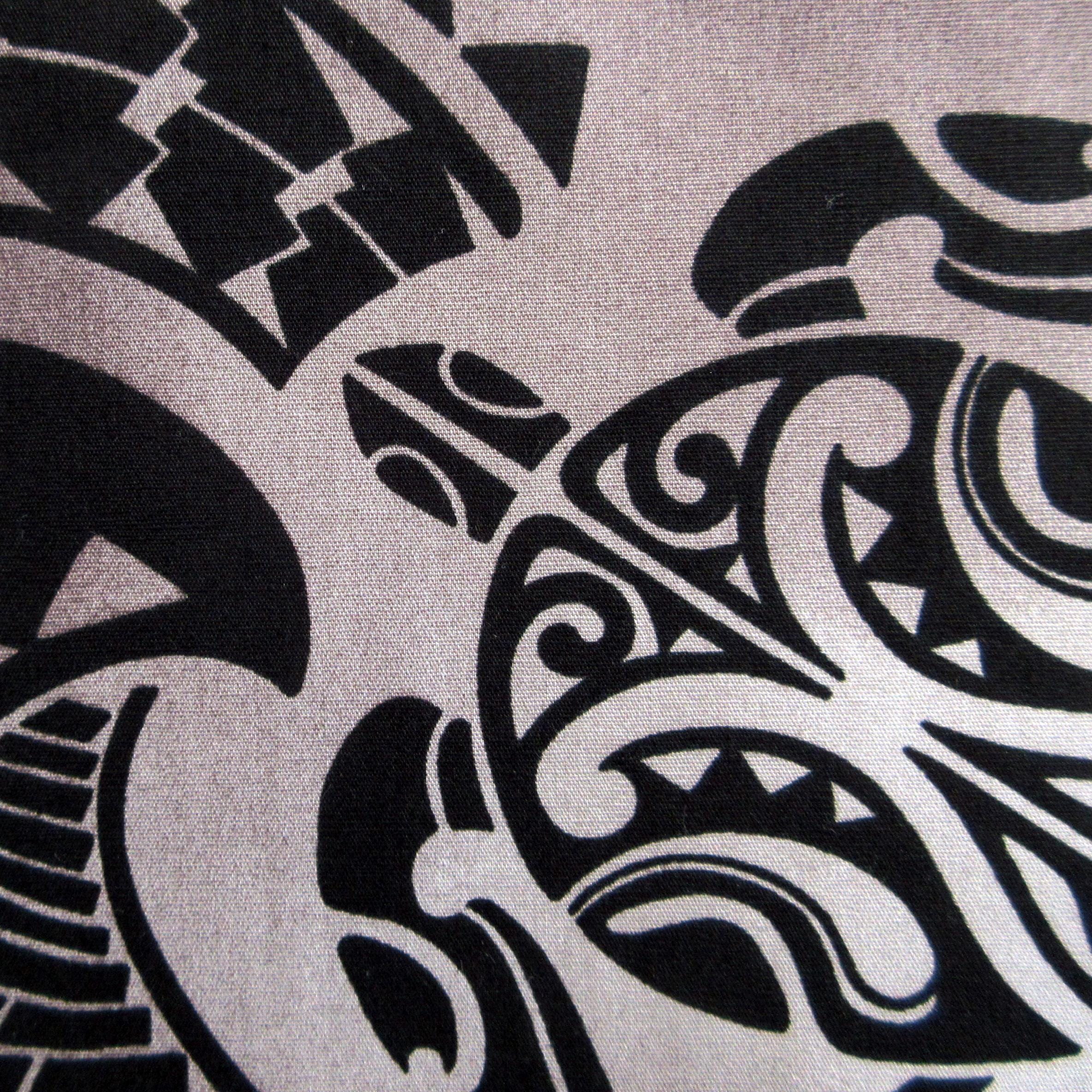 Turtle Fabric, Hawaiian Honu Sea Turtle Tattoo in Black, Polynesian Tapa Designs, By the Yard