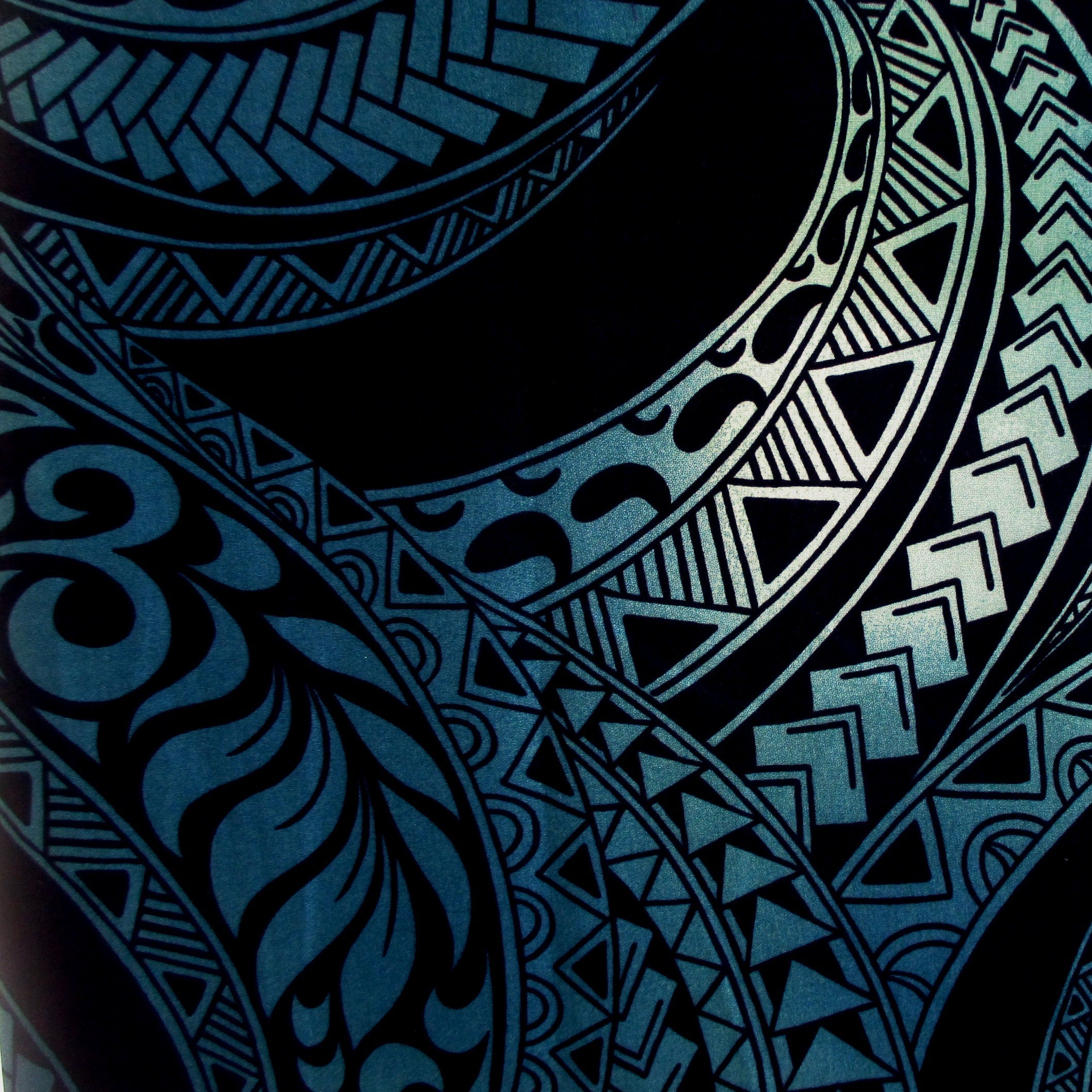 Hawaiian Fabric, Ombre Blue Tapa Swirl, By The Half and Full Yards
