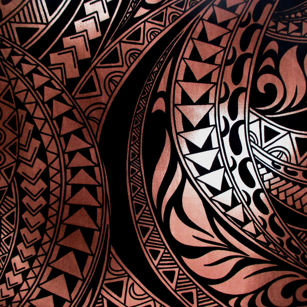 Hawaiian Fabric, Ombre Brown Tapa Swirl, Large Scale Print, By the Half or Full Yard