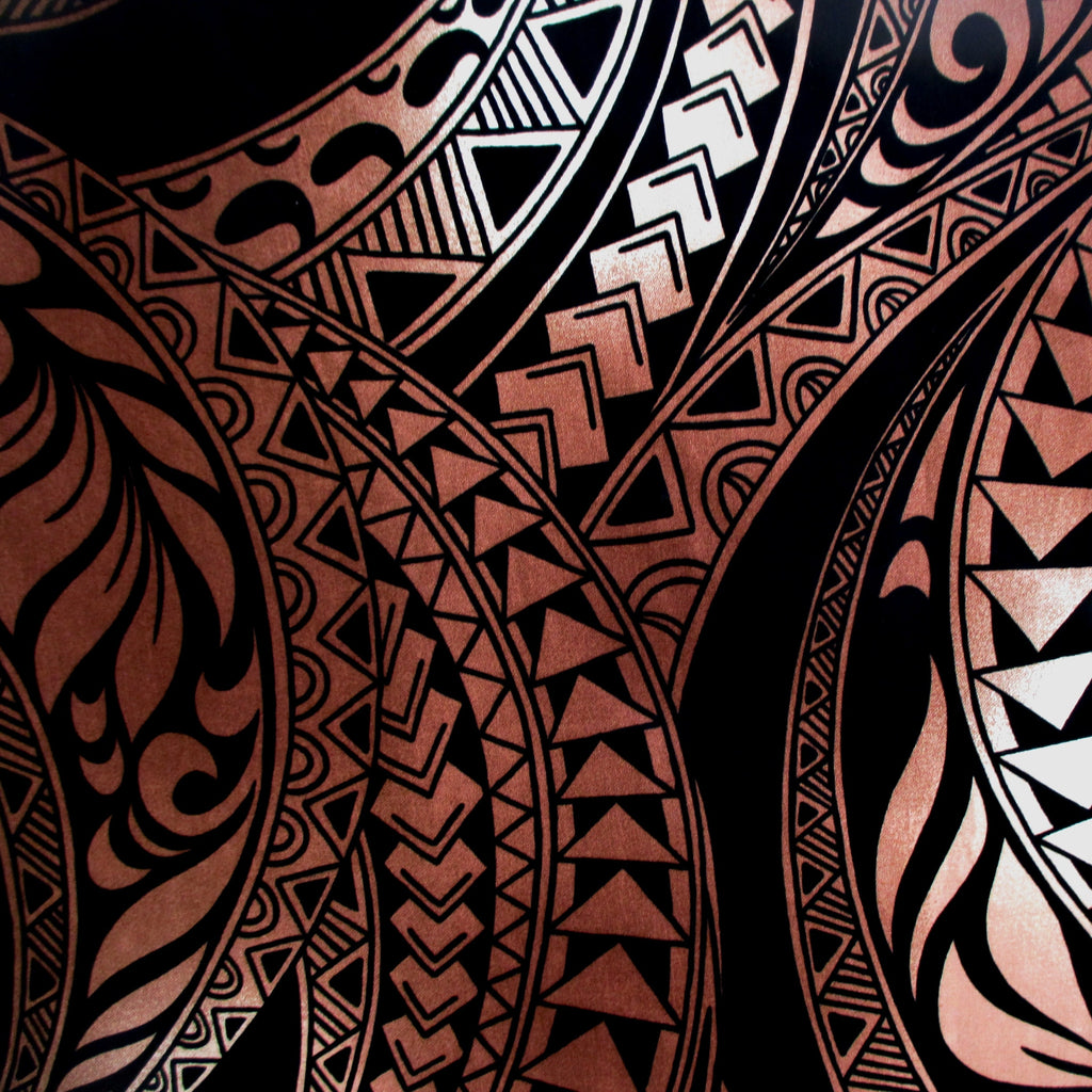 Hawaiian Fabric, Ombre Brown Tapa Swirl, Large Scale Print, By the Half or Full Yard