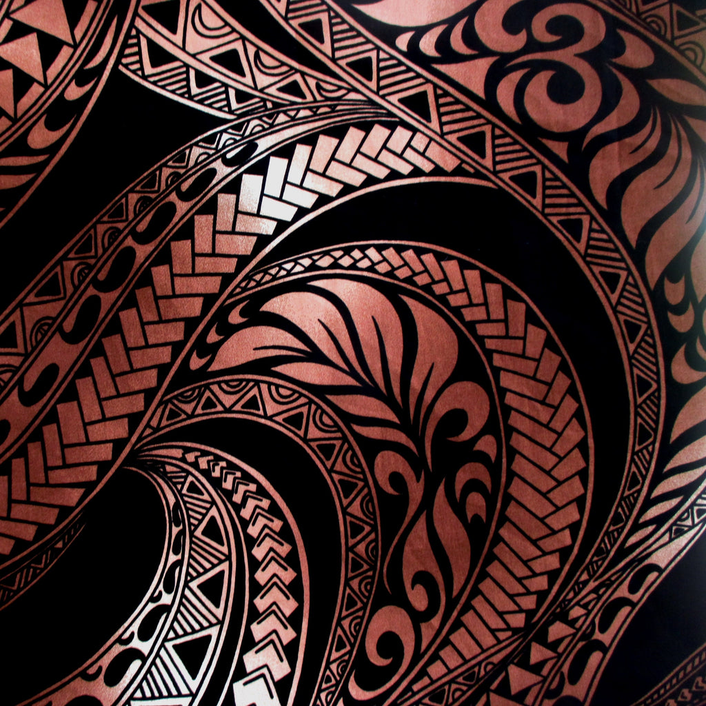 Hawaiian Fabric, Ombre Brown Tapa Swirl, Large Scale Print, By the Half or Full Yard