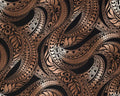 Hawaiian Fabric, Ombre Brown Tapa Swirl, Large Scale Print, By the Half or Full Yard