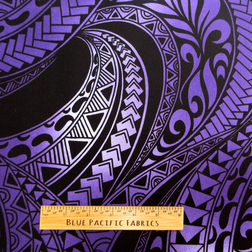 Hawaiian Fabric, Ombre Purple Tapa Swirl, By The Half and Full Yard