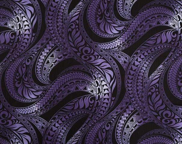 Hawaiian Fabric, Ombre Purple Tapa Swirl, By The Half and Full Yard