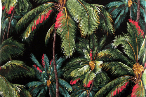 BARKCLOTH Fabric, Island Palms on Black, Large Scale Hawaii Tropical, By the Yard