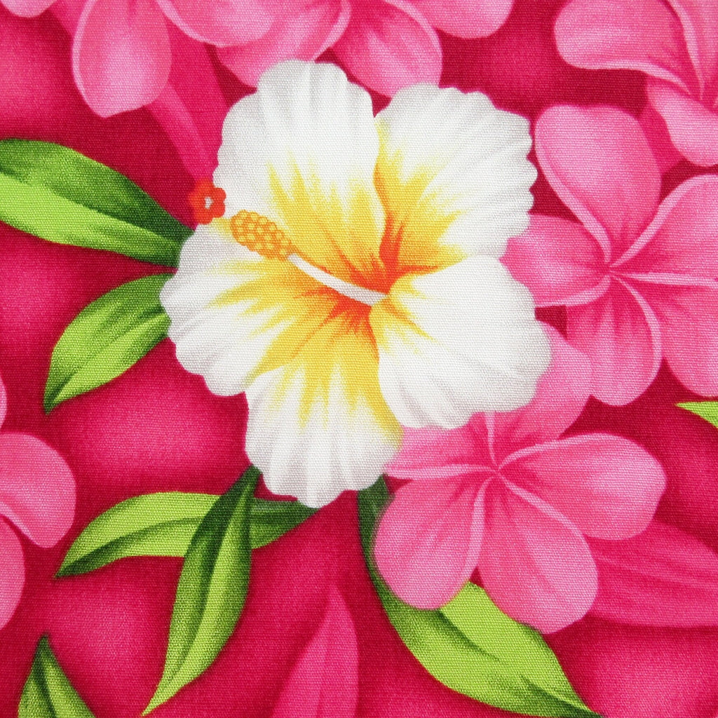 Fabric, Aloha Island Floral in Deep Pink, Tropical Hawaiian, By The Half and Full Yard