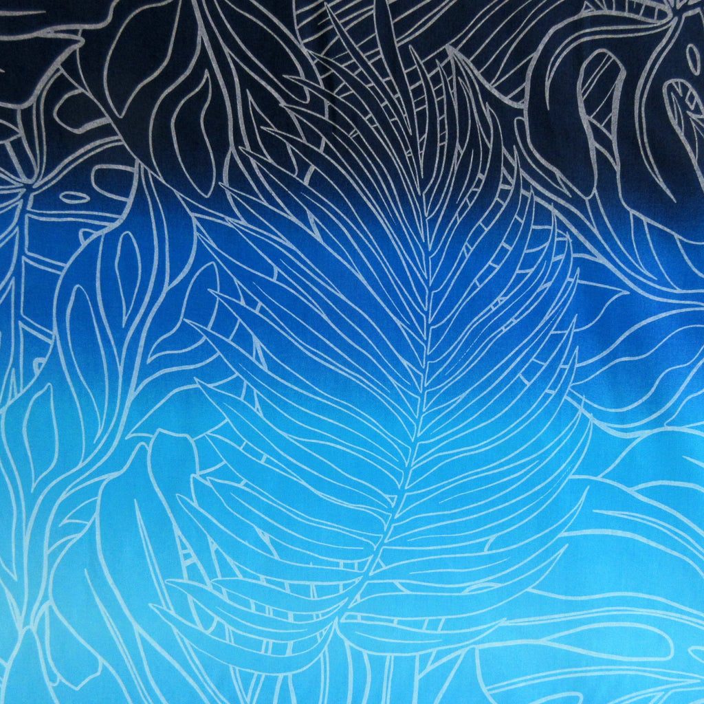 Hawaii Fabric, Ocean Ombre Tropical Leaf Outlines, By the Yard