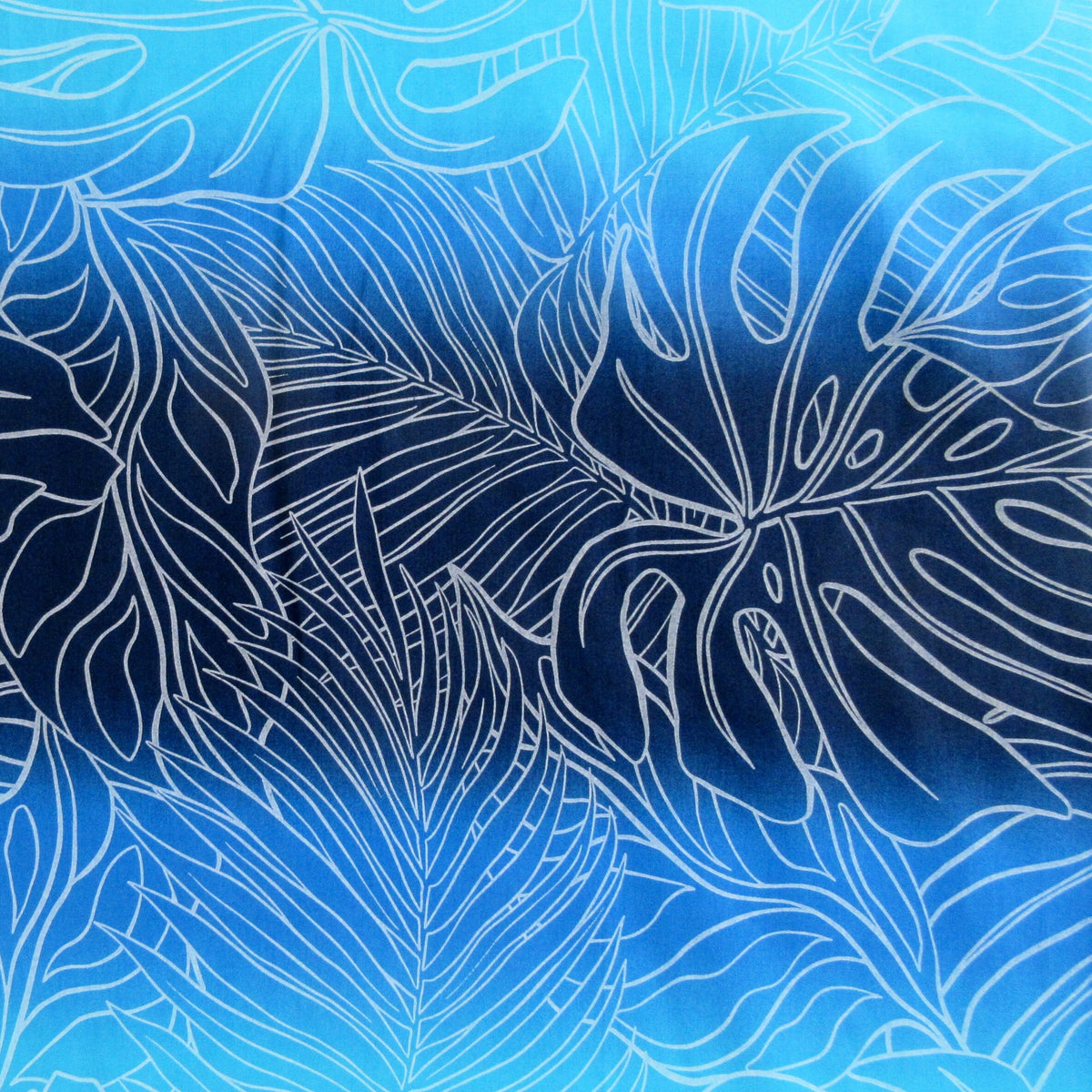 Hawaii Fabric, Ocean Ombre Tropical Leaf Outlines, By the Yard