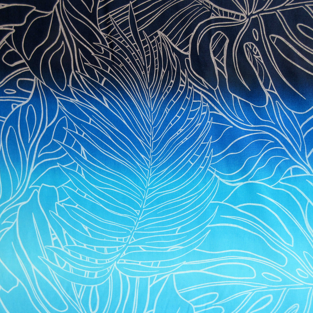 Hawaii Fabric, Ocean Ombre Tropical Leaf Outlines, By the Yard
