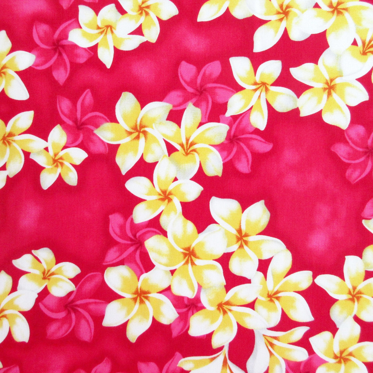 Hawaii Fabric, Island Plumeria Garland on Pink, By the Half or Full Yard