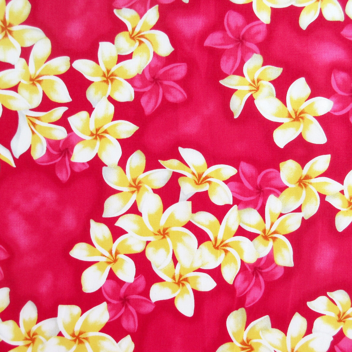 Hawaii Fabric, Island Plumeria Garland on Pink, By the Half or Full Yard