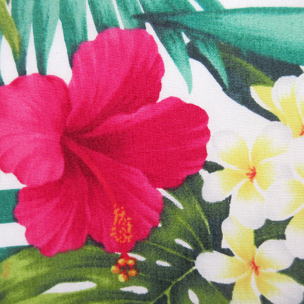 Hawaiian Fabric, Paradise Island Floral on White, By the Half or Full Yard