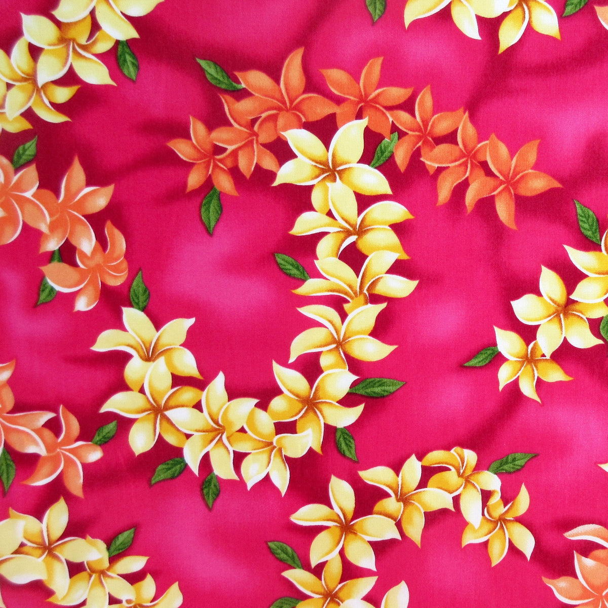 Hawaii Fabric, Island Plumeria Leis on Hot Pink, By the Half or Full Yard