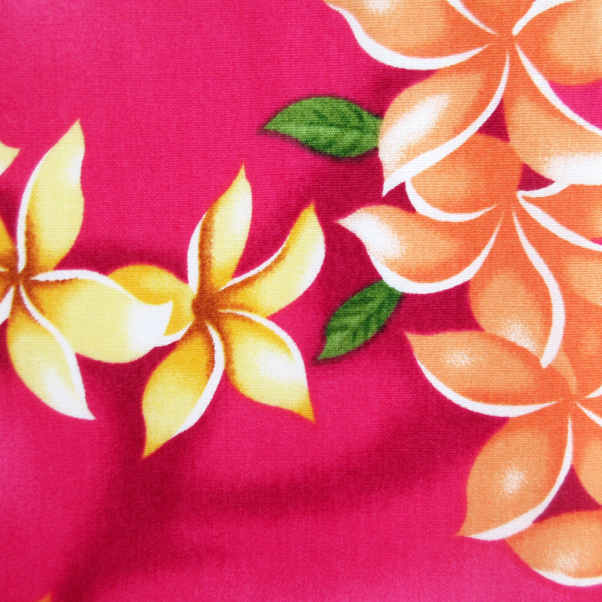 Hawaii Fabric, Island Plumeria Leis on Hot Pink, By the Half or Full Yard