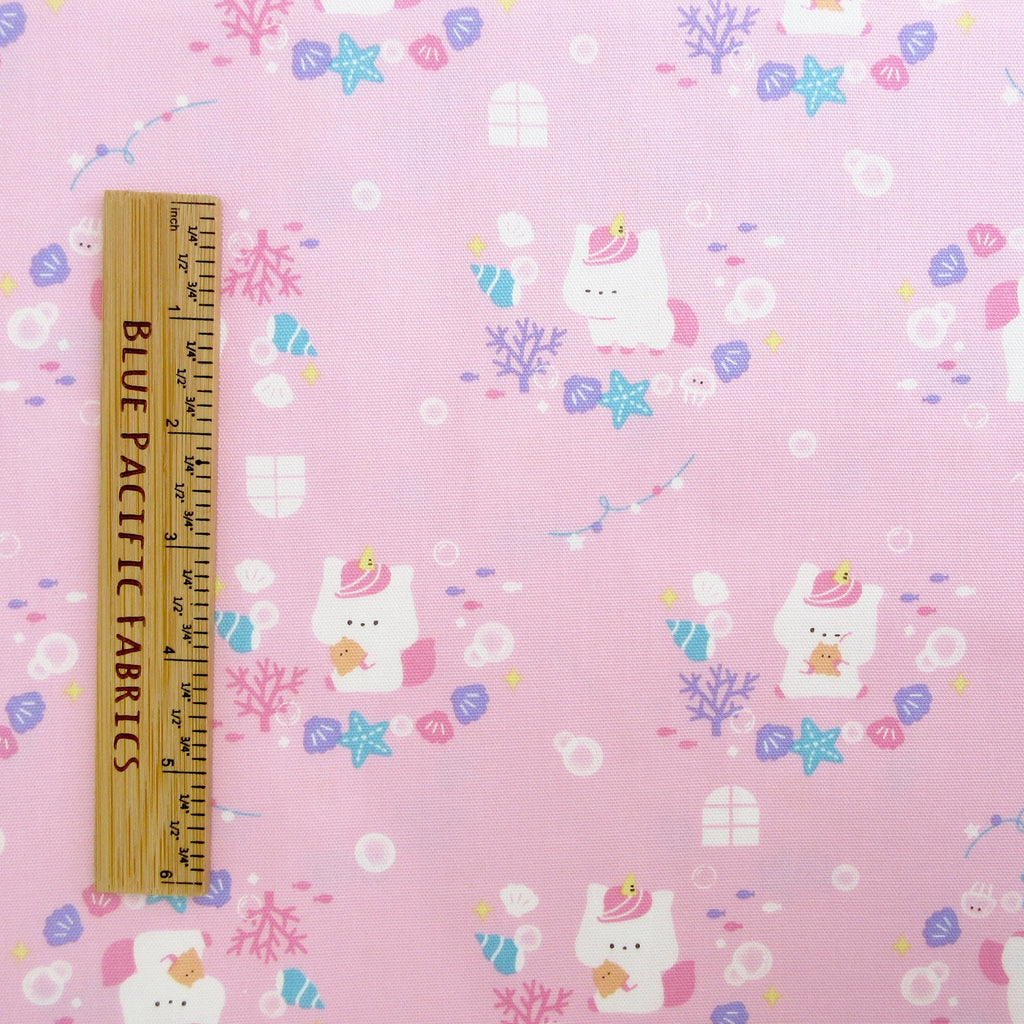 Unicorn Fabric, COTTON OXFORD, My Favorite Fancy Unicorn on Pink by Cosmo Fabrics, By the Half or Full Yard