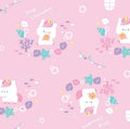 Unicorn Fabric, COTTON OXFORD, My Favorite Fancy Unicorn on Pink by Cosmo Fabrics, By the Half or Full Yard