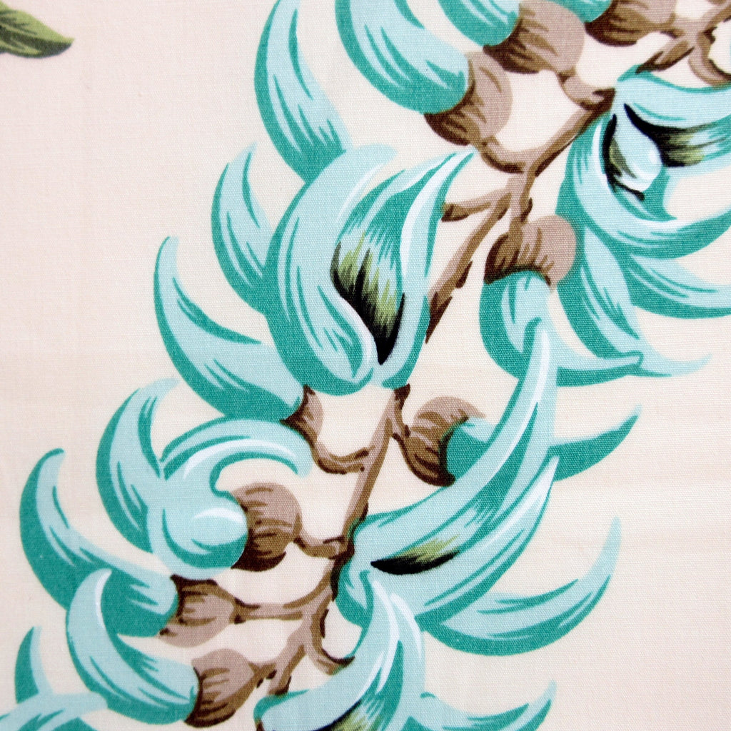 Hawaii Fabric, Island Flower Leis on Cream, Large Scale Print, By the Half or Full Yard